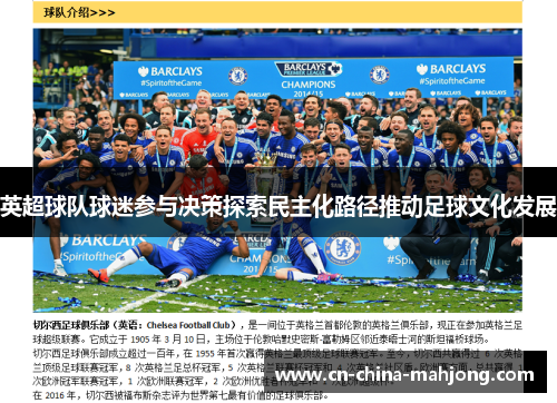 英超球队球迷参与决策探索民主化路径推动足球文化发展